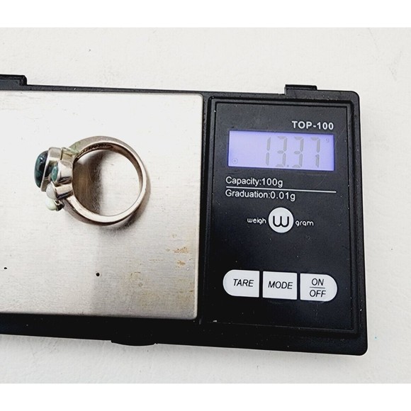 VINTAGE SOUTHWESTERN WHITNEY KELLY TURQUOISE STERLING RING SIZE 10 - Picture 7 of 8